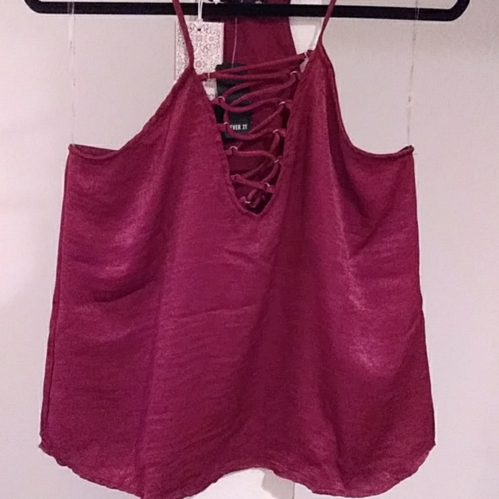 Lace Up Silk Tank Top